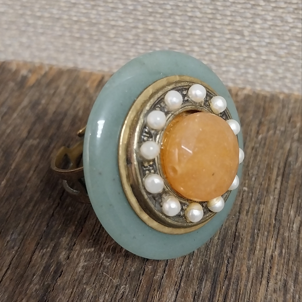 Jade Disc Ring - image 1
